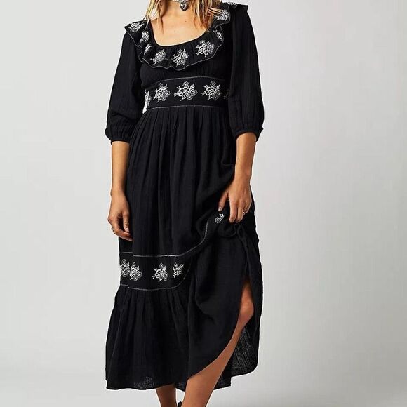 Free people Lovers Lane Maxi Dress size M black - Picture 1 of 8
